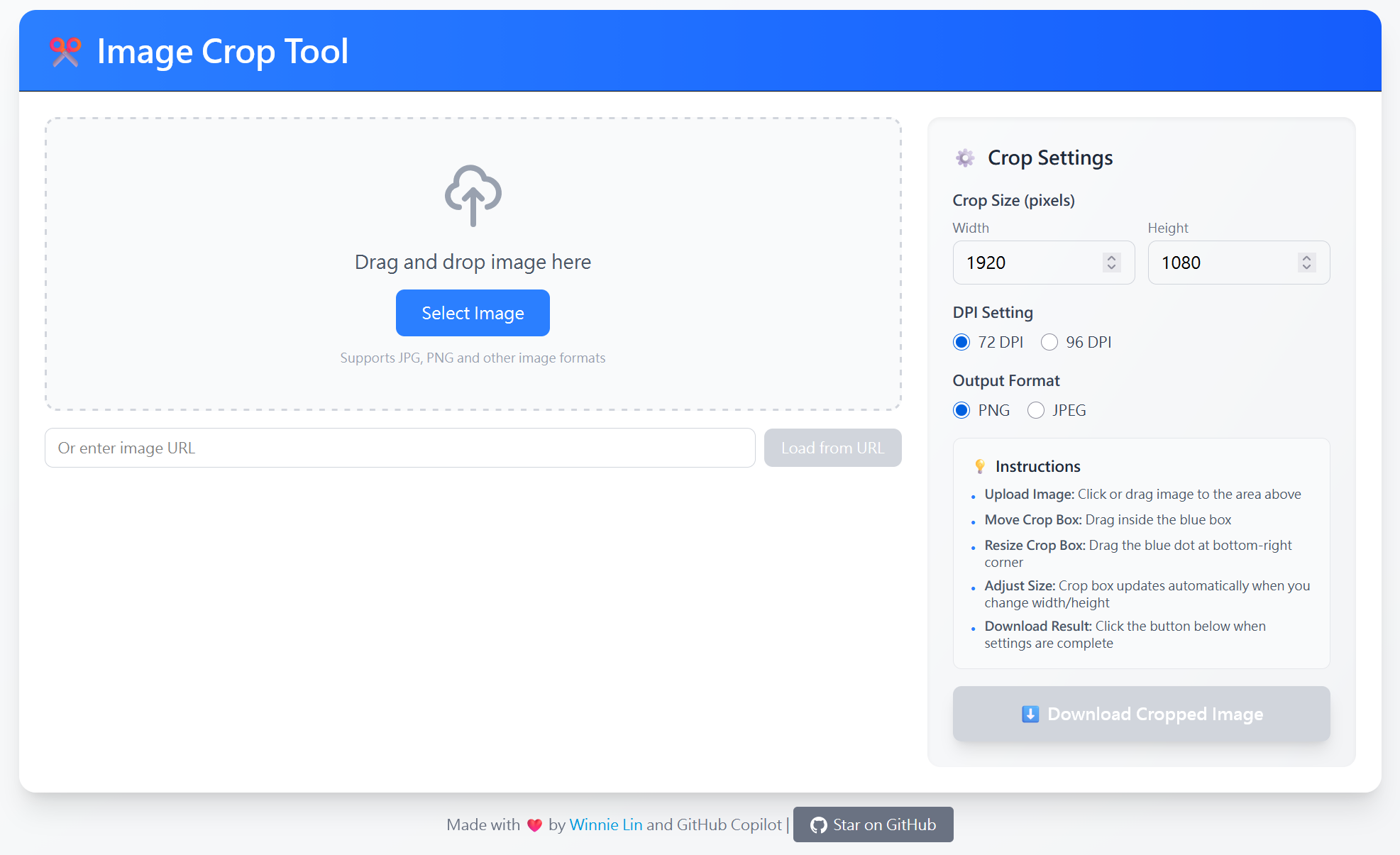 Screenshot of Image Crop Tool