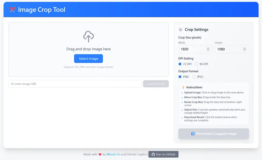 Screenshot of Image Crop Tool