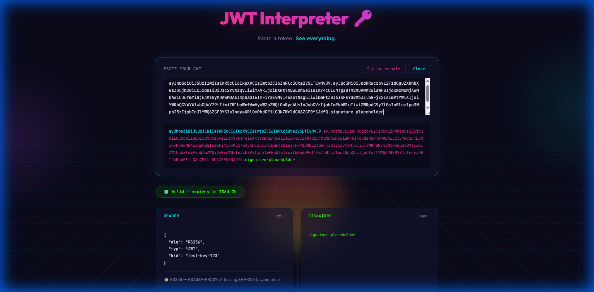 Screenshot of JWT Interpreter
