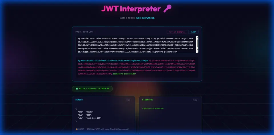Screenshot of JWT Interpreter