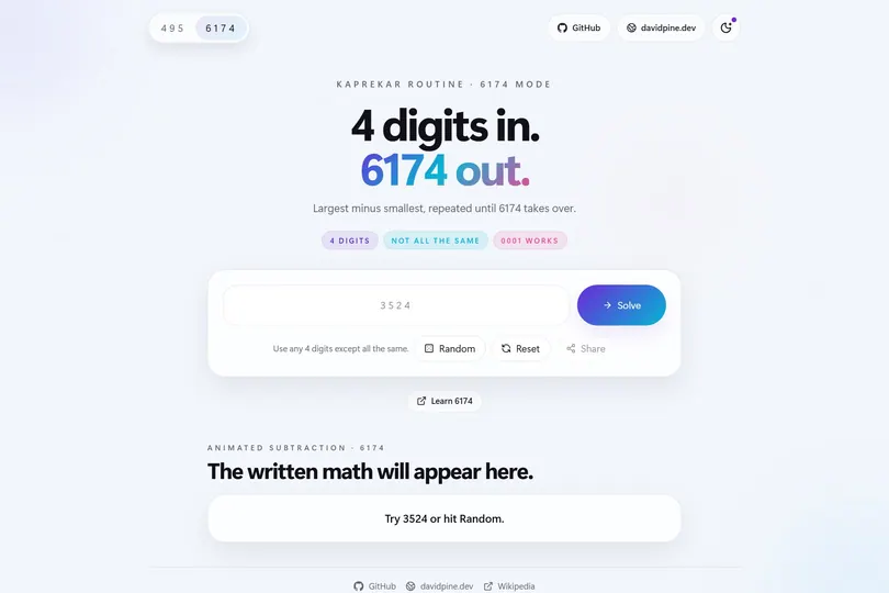 Screenshot of Kaprekar Explorer