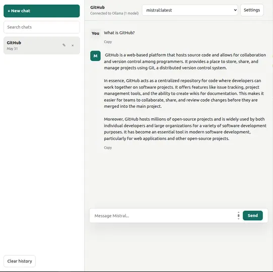 Screenshot of Linux Mint Local LLM Applet