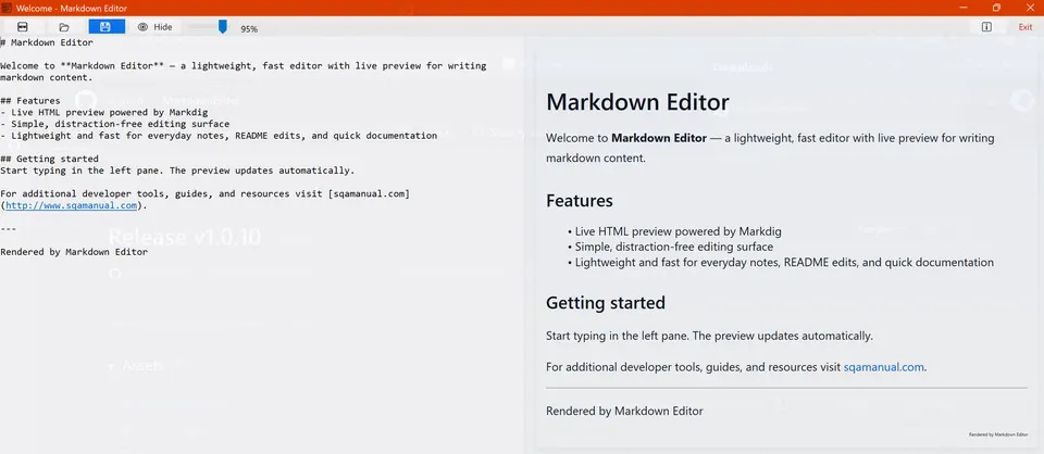 Screenshot of Markdown Editor