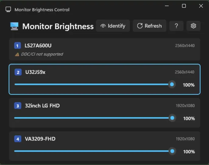 Screenshot of Monitor Brightness Control