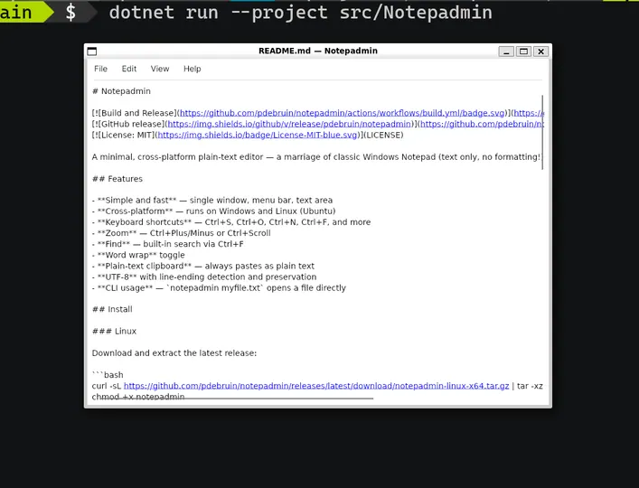 Screenshot of NotepadMin