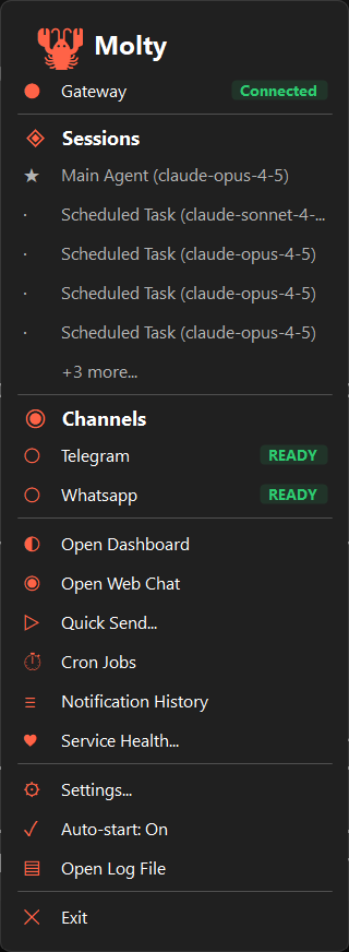 Screenshot of OpenClaw Windows Hub