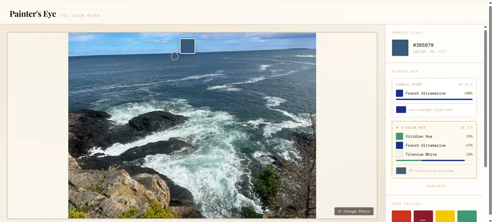 Screenshot of Painter's Eye Oil Color Mixer