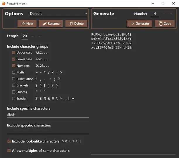Screenshot of Password Maker