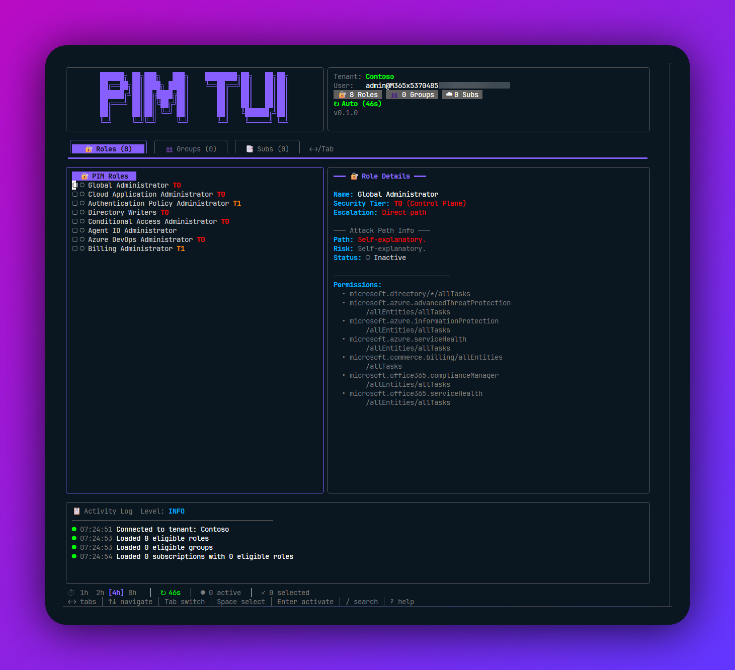 Screenshot of PIM-TUI