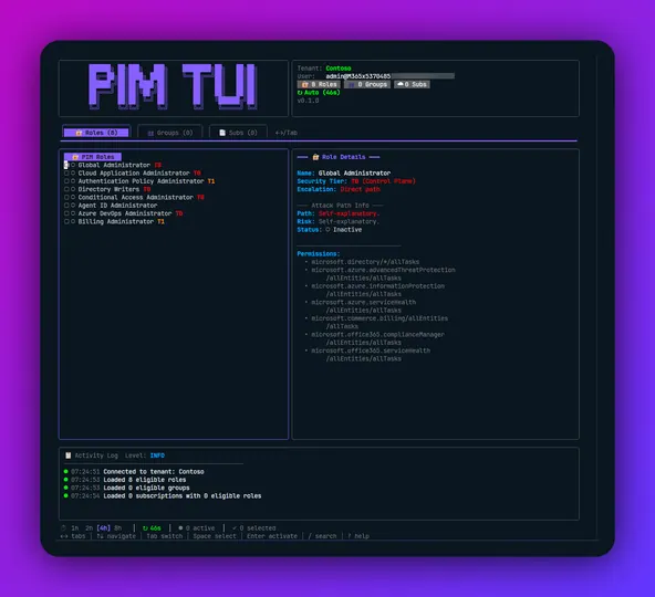Screenshot of PIM-TUI