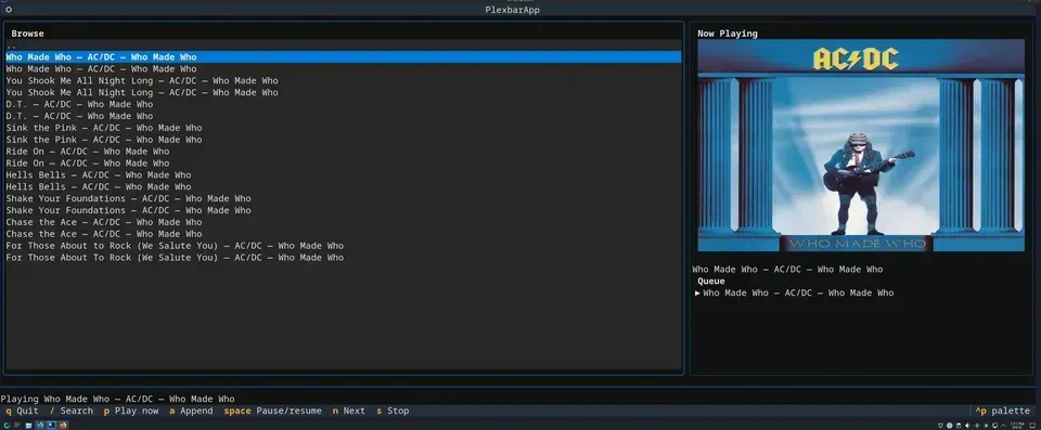 Screenshot of Plexbar