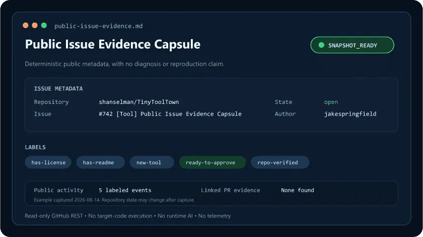 Screenshot of Public Issue Evidence Capsule