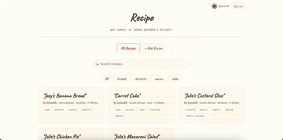 Screenshot of Recipo