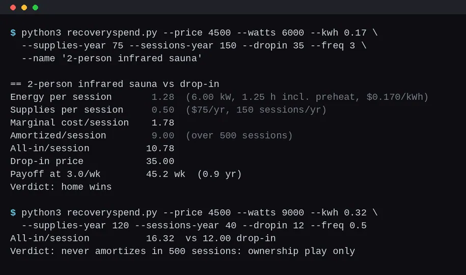 Screenshot of recoveryspend