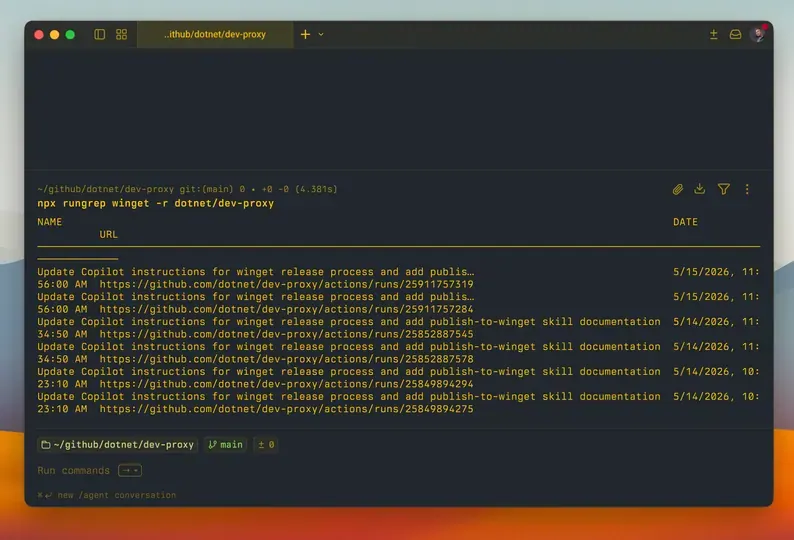 Screenshot of rungrep