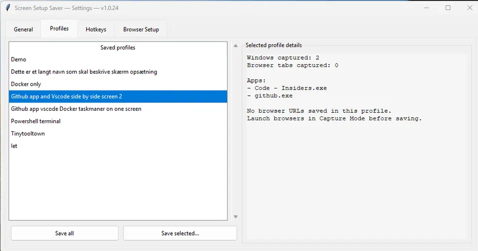 Screenshot of Screen-setup-saver