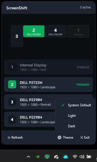 Screenshot of ScreenShift