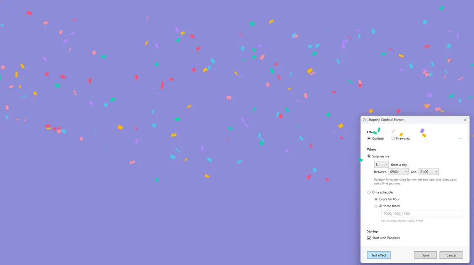 Screenshot of Surprise Confetti Shower