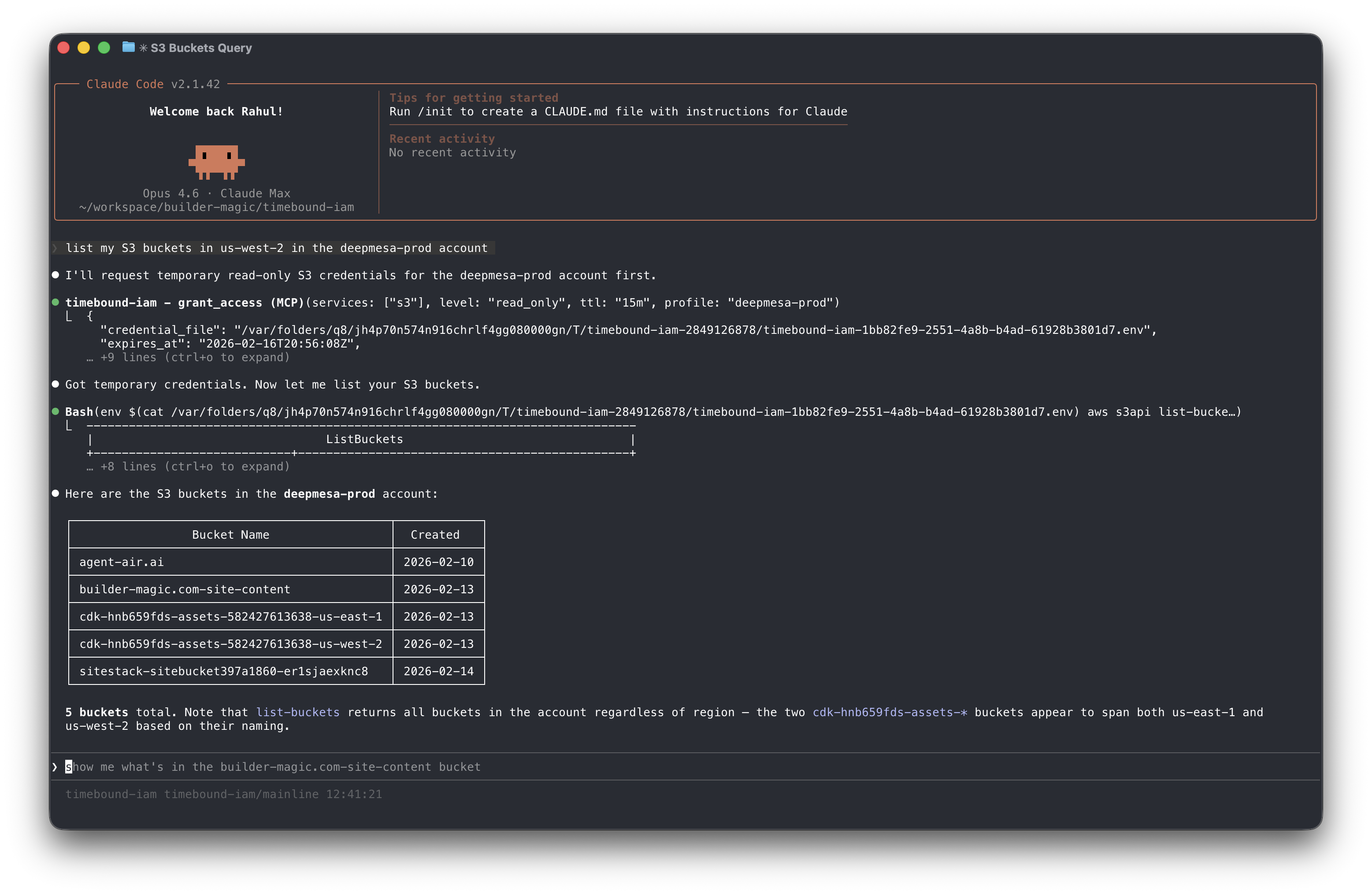 Screenshot of Timebound IAM