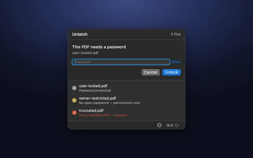 Screenshot of Unlatch