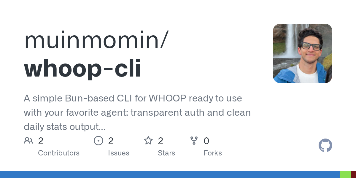 Screenshot of WHOOP CLI