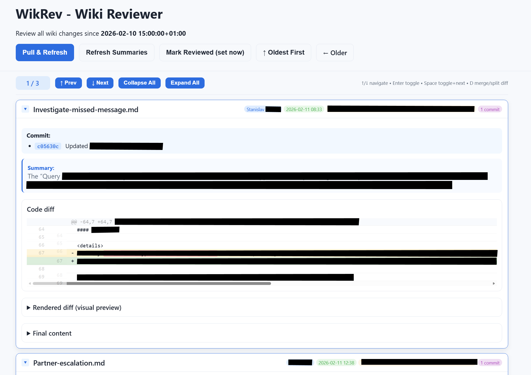 Screenshot of WikRev